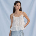 CITYBREEZE Tiered shirring sleeveless top_WHITE