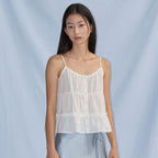 CITYBREEZE Tiered shirring sleeveless top_WHITE