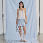CITYBREEZE Tiered shirring sleeveless top_WHITE