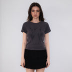 RoséFrantz Floral Sketch Graphic T-shirt [Charcoal]