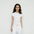 REPOS Cap Sleeve Ribbed T-Shirt (White)