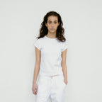 REPOS Cap Sleeve Ribbed T-Shirt (White)