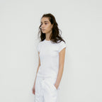 REPOS Cap Sleeve Ribbed T-Shirt (White)