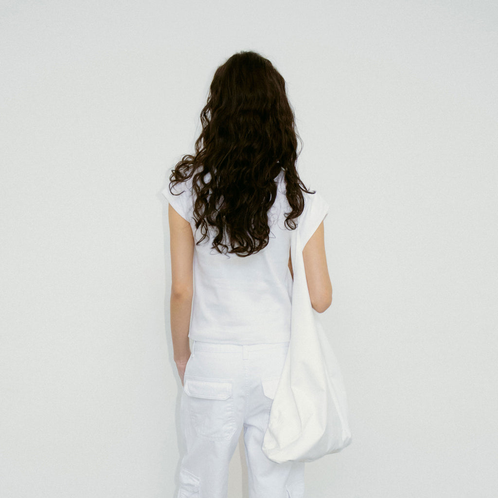 REPOS Cap Sleeve Ribbed T-Shirt (White)