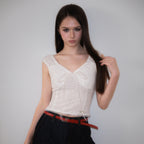 RoséFrantz Chiffon Ribbon Crinkle Sleeveless [Ivory]