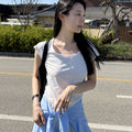 Siyazu [Seo Ji-yeon PICK] SITP5286 Cap sleeve slim short sleeve T-shirt_White