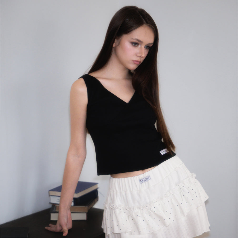 RoséFrantz Wrap V-neck sleeveless [Black]