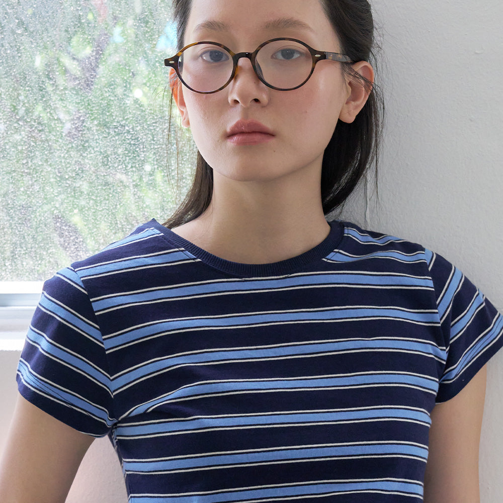 SO IR CLEAN STRIPE T-SHIRT - NAVY