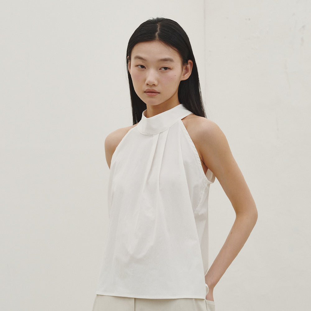 NOUVE Halter Two Tuck Blouse - Ivory