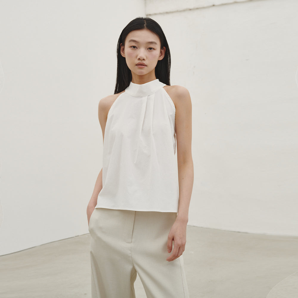 NOUVE Halter Two Tuck Blouse - Ivory