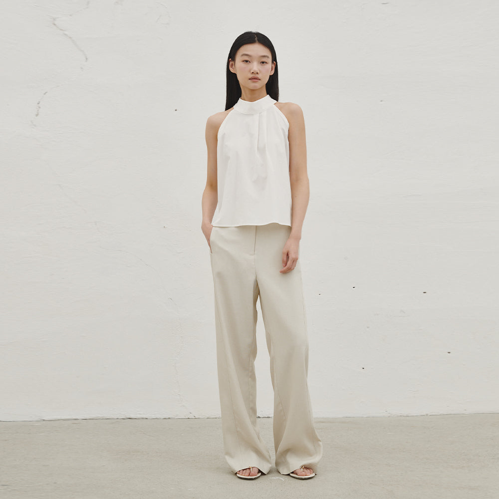 NOUVE Halter Two Tuck Blouse - Ivory