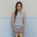 TWEE Rich collar button knit sleeveless