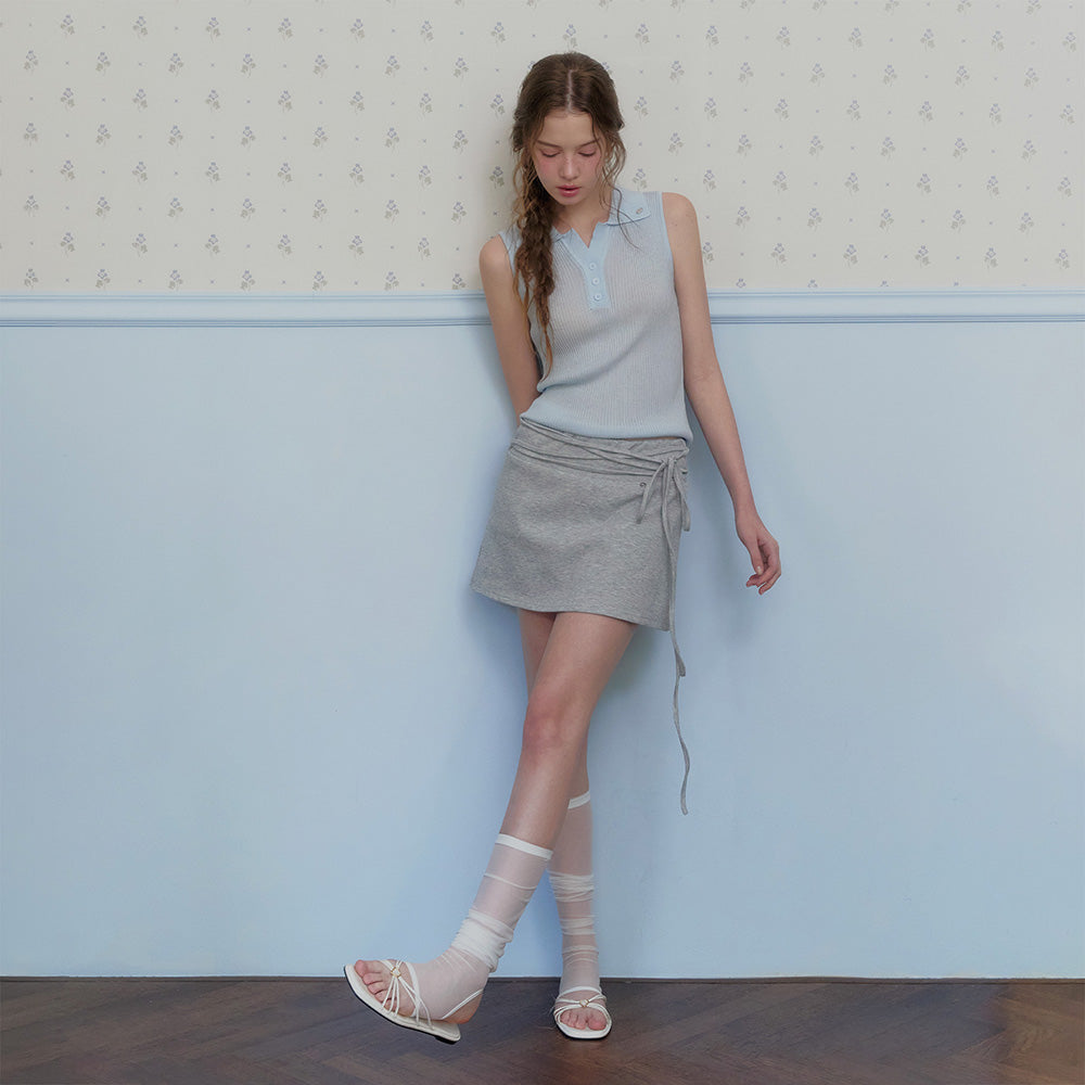 TWEE Rich collar button knit sleeveless