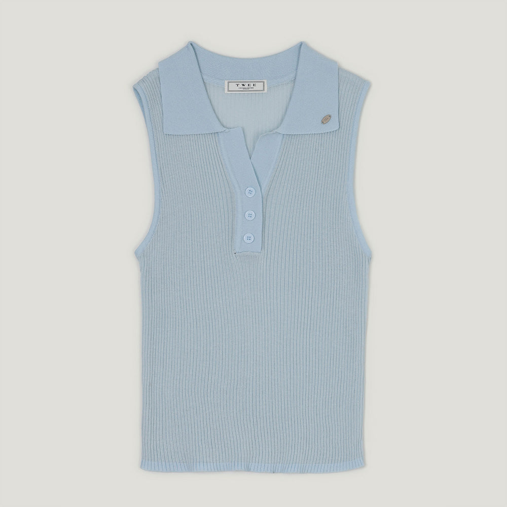 TWEE Rich collar button knit sleeveless