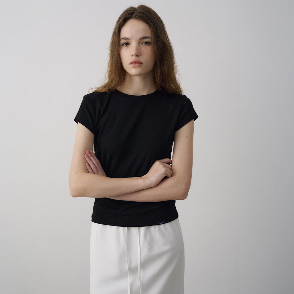 LAMEREI [2nd reorder] 90s Round Cap Sleeve T-Shirt[LMBFSUTT628]-3color