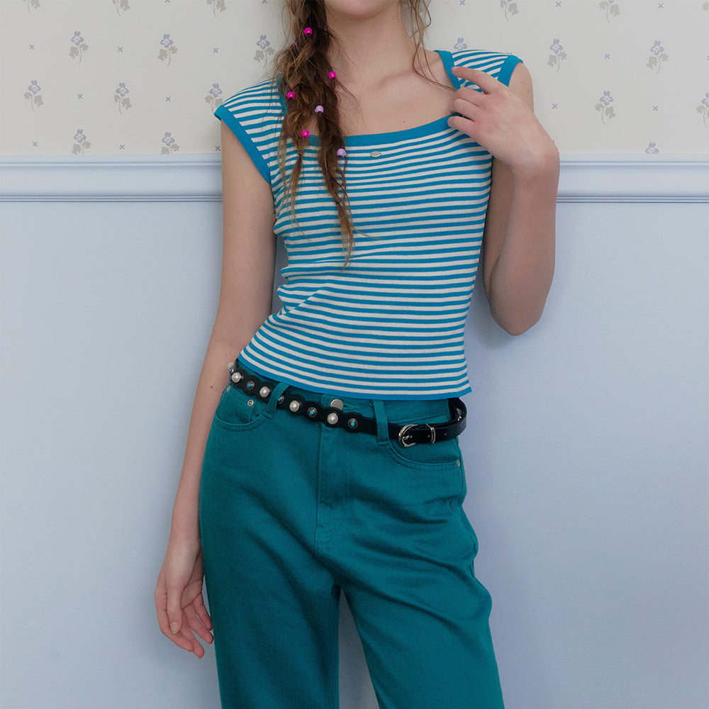 TWEE Point Stripe Square Knit Sleeveless
