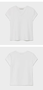 kindersalmon V-Neck Jersey Top Pure White