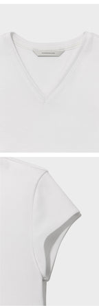 kindersalmon V-Neck Jersey Top Pure White