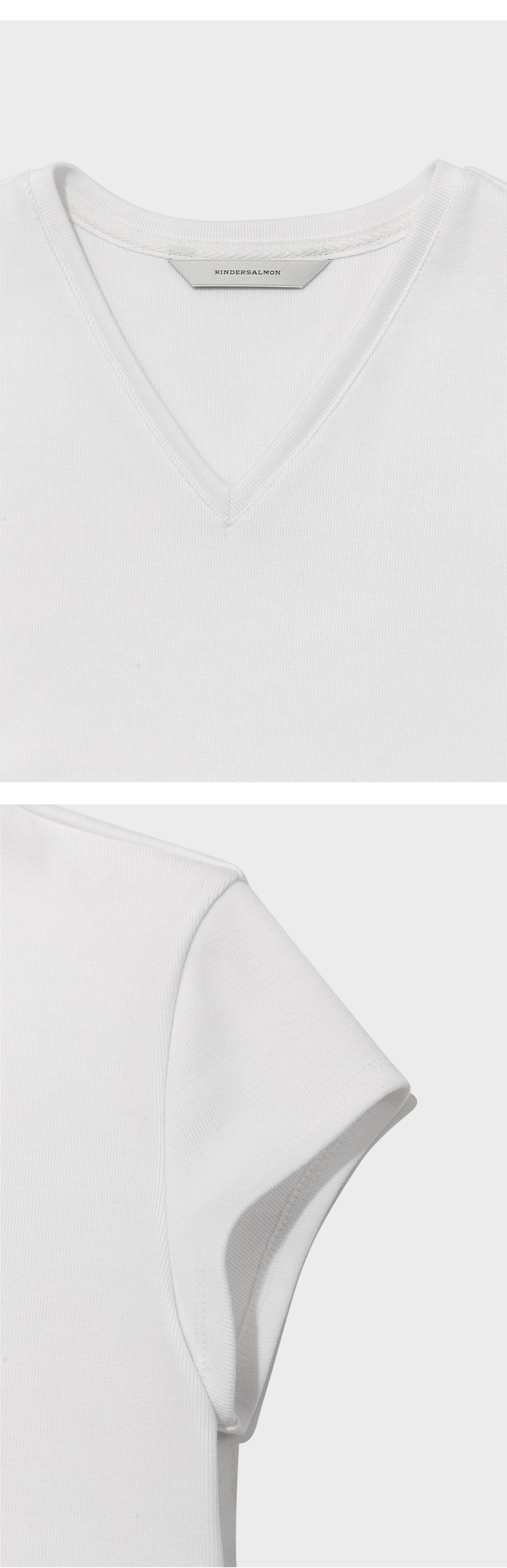 kindersalmon V-Neck Jersey Top Pure White