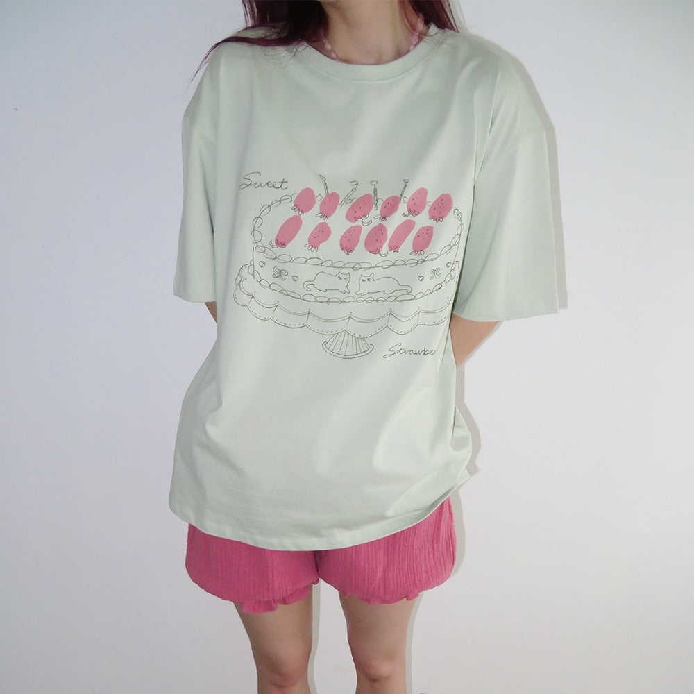 FUN FROM FUN Strawberry Cake Tee, Mint