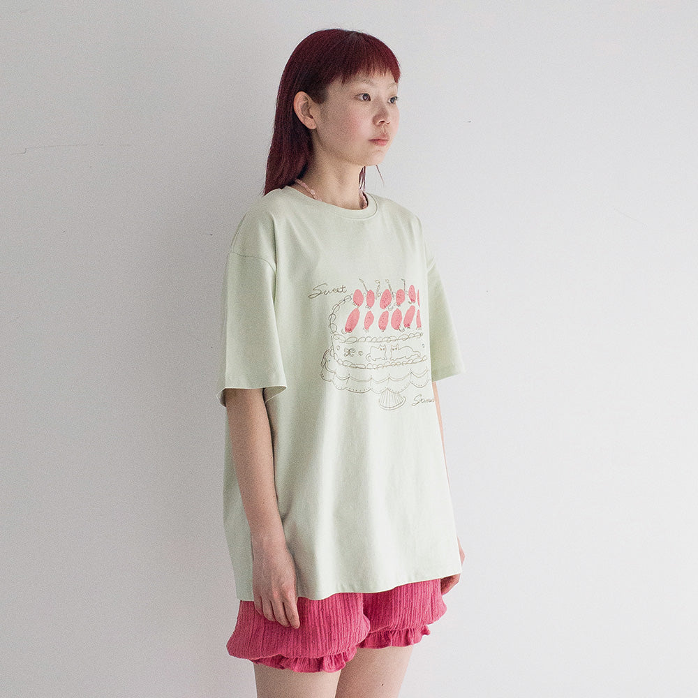 FUN FROM FUN Strawberry Cake Tee, Mint