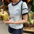 THE BARNNET Barnnet Crest Logo Ringer T-Shirt_Melange Grey