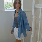 HOUSE OF POND Check Breeze Relaxed Shirt Blue