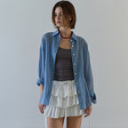 HOUSE OF POND Check Breeze Relaxed Shirt Blue
