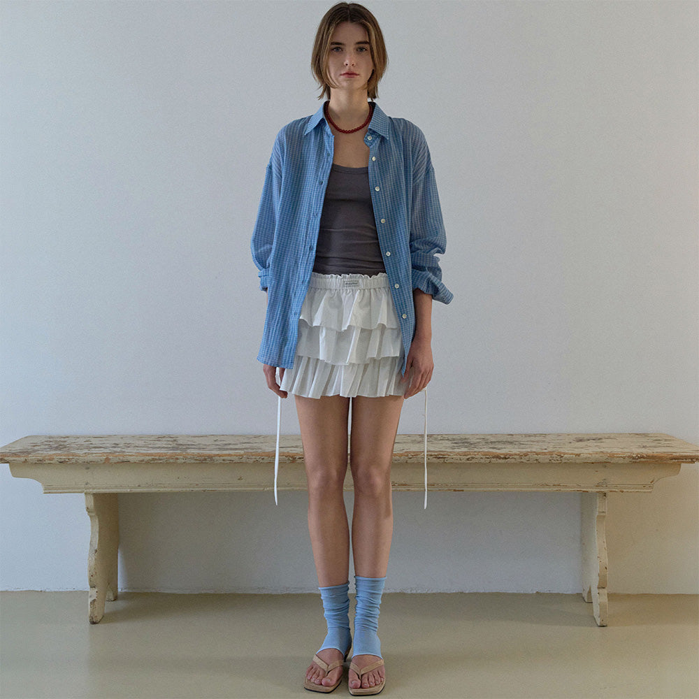 HOUSE OF POND Check Breeze Relaxed Shirt Blue