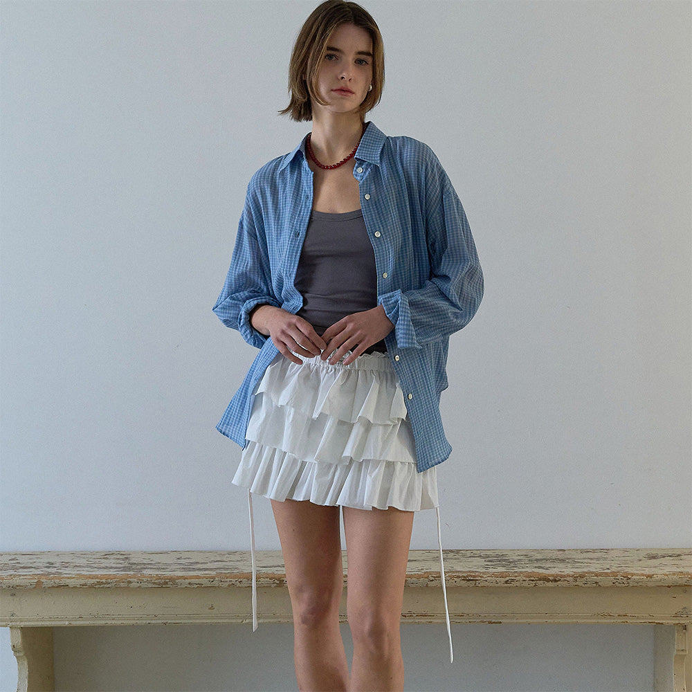 HOUSE OF POND Check Breeze Relaxed Shirt Blue