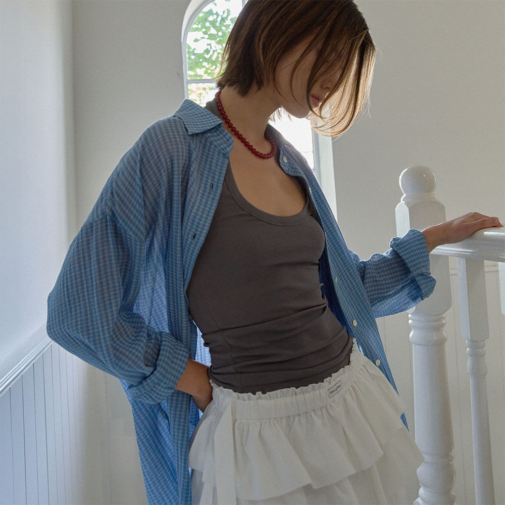 HOUSE OF POND Check Breeze Relaxed Shirt Blue