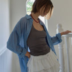 HOUSE OF POND Check Breeze Relaxed Shirt Blue