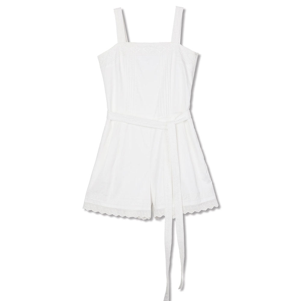 MICHIKO LONDON KOSHINO MICHIKO LONDON KOSHINO Belted Lace Jumpsuit White