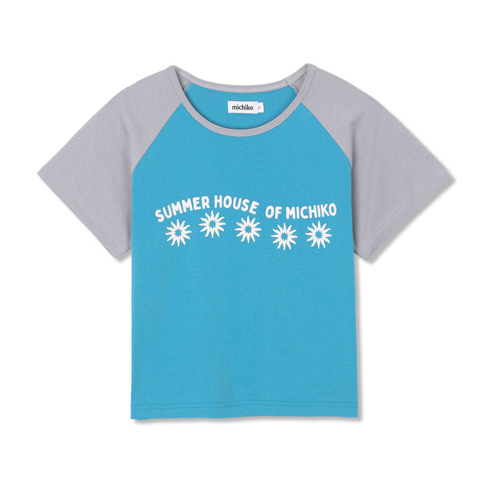 MICHIKO LONDON KOSHINO Sun Crop Raglan Tee Teal blue