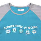 MICHIKO LONDON KOSHINO Sun Crop Raglan Tee Teal blue