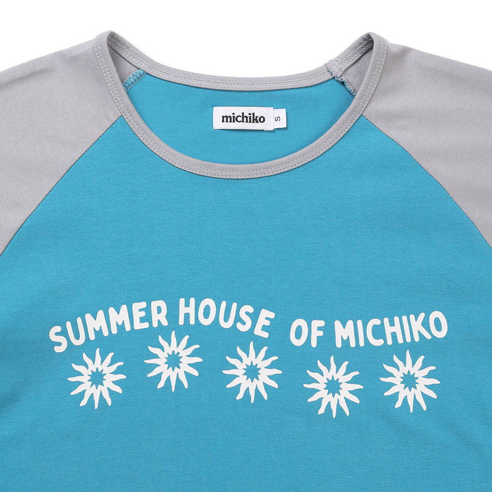 MICHIKO LONDON KOSHINO Sun Crop Raglan Tee Teal blue