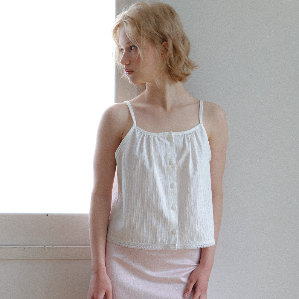 B.COMELY dirsha stripe lace top_white
