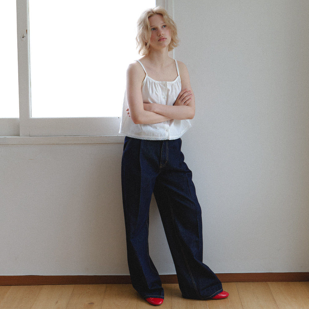B.COMELY dirsha stripe lace top_white
