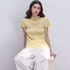 PLEATSMOOD Lao pleated half-neck top_yellow
