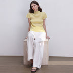 PLEATSMOOD Lao pleated half-neck top_yellow