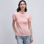 PLEATSMOOD Lao pleated half-neck top_pink