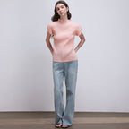 PLEATSMOOD Lao pleated half-neck top_pink