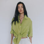 FARVEN MORNY DOUBLE-GAUZE COTTON SHIRT_LIME YELLOW