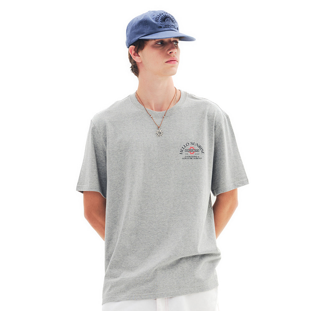 HELLO SUNRISE HAWAII Arch Logo Tee_8% Melange Gray