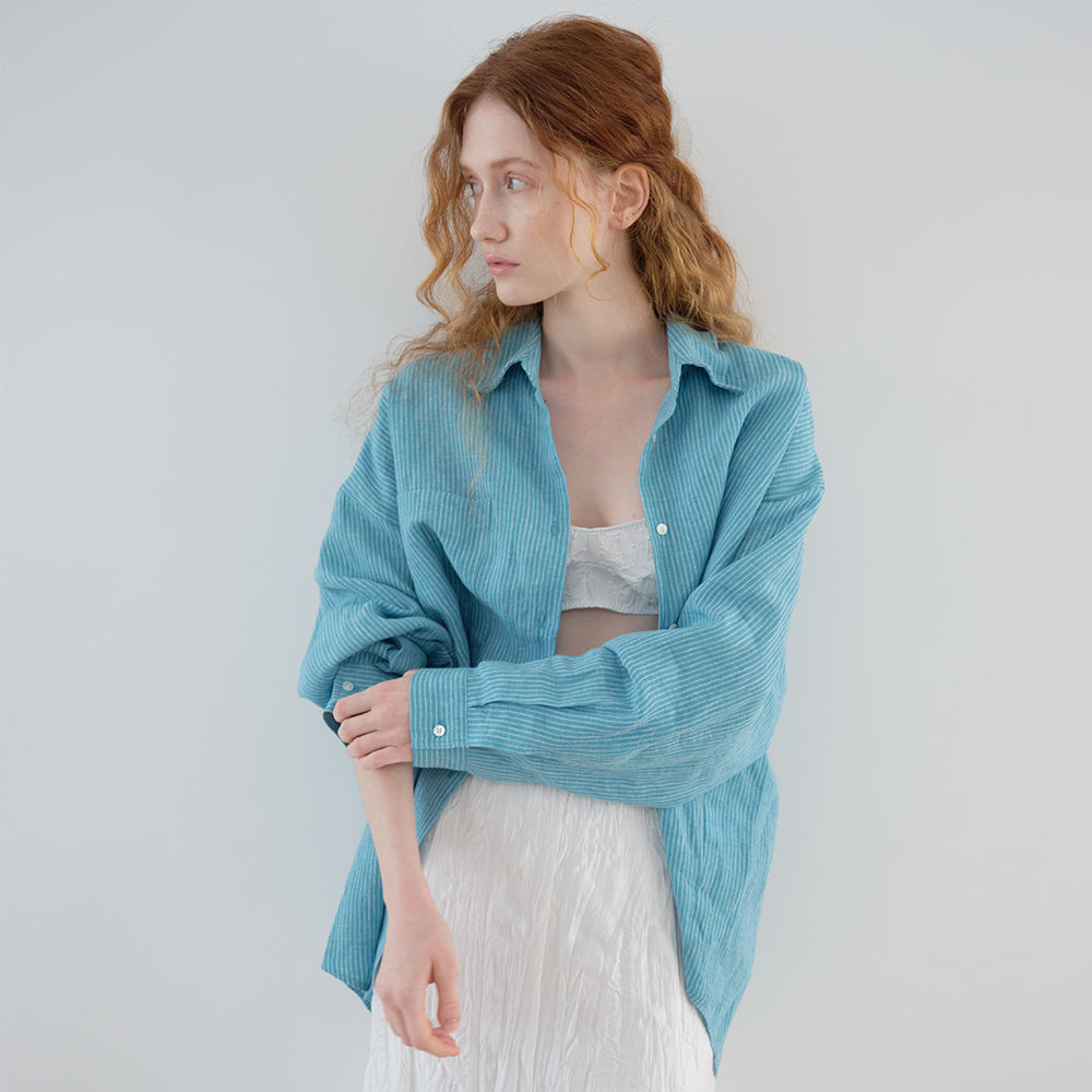 PoeteSeoul [2nd Restocks]HERITAGE LINEN SHIRT_green