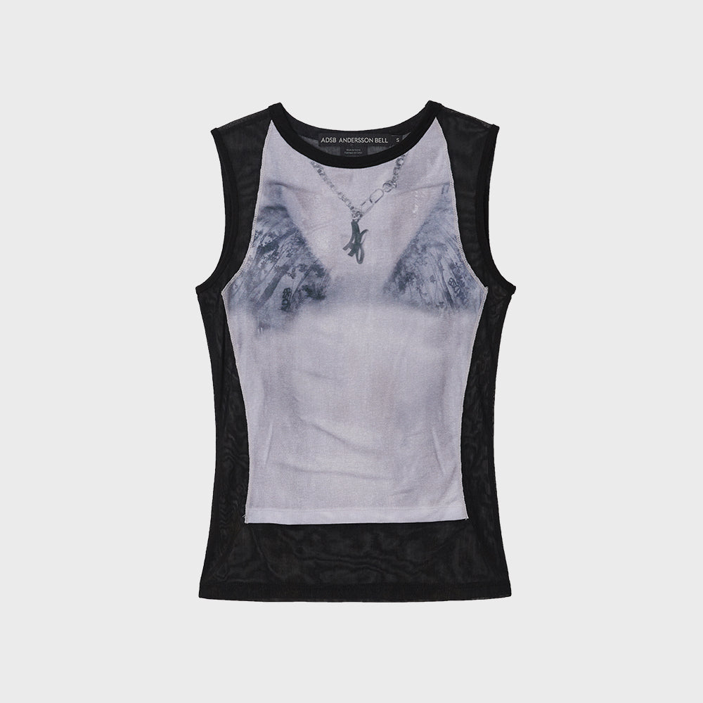 ADSB ANDERSSON BELL WET-PRINTED SLEEVELESS T- SHIRT atb1555w(WHITE/BLACK)