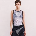 ADSB ANDERSSON BELL WET-PRINTED SLEEVELESS T- SHIRT atb1555w(WHITE/BLACK)