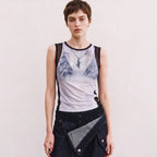 ADSB ANDERSSON BELL WET-PRINTED SLEEVELESS T- SHIRT atb1555w(WHITE/BLACK)