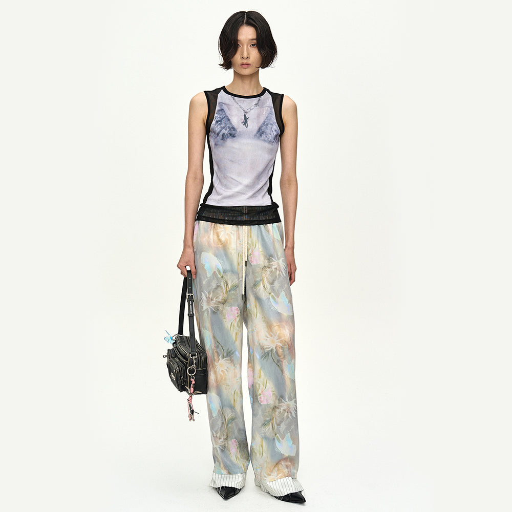 ADSB ANDERSSON BELL WET-PRINTED SLEEVELESS T- SHIRT atb1555w(WHITE/BLACK)
