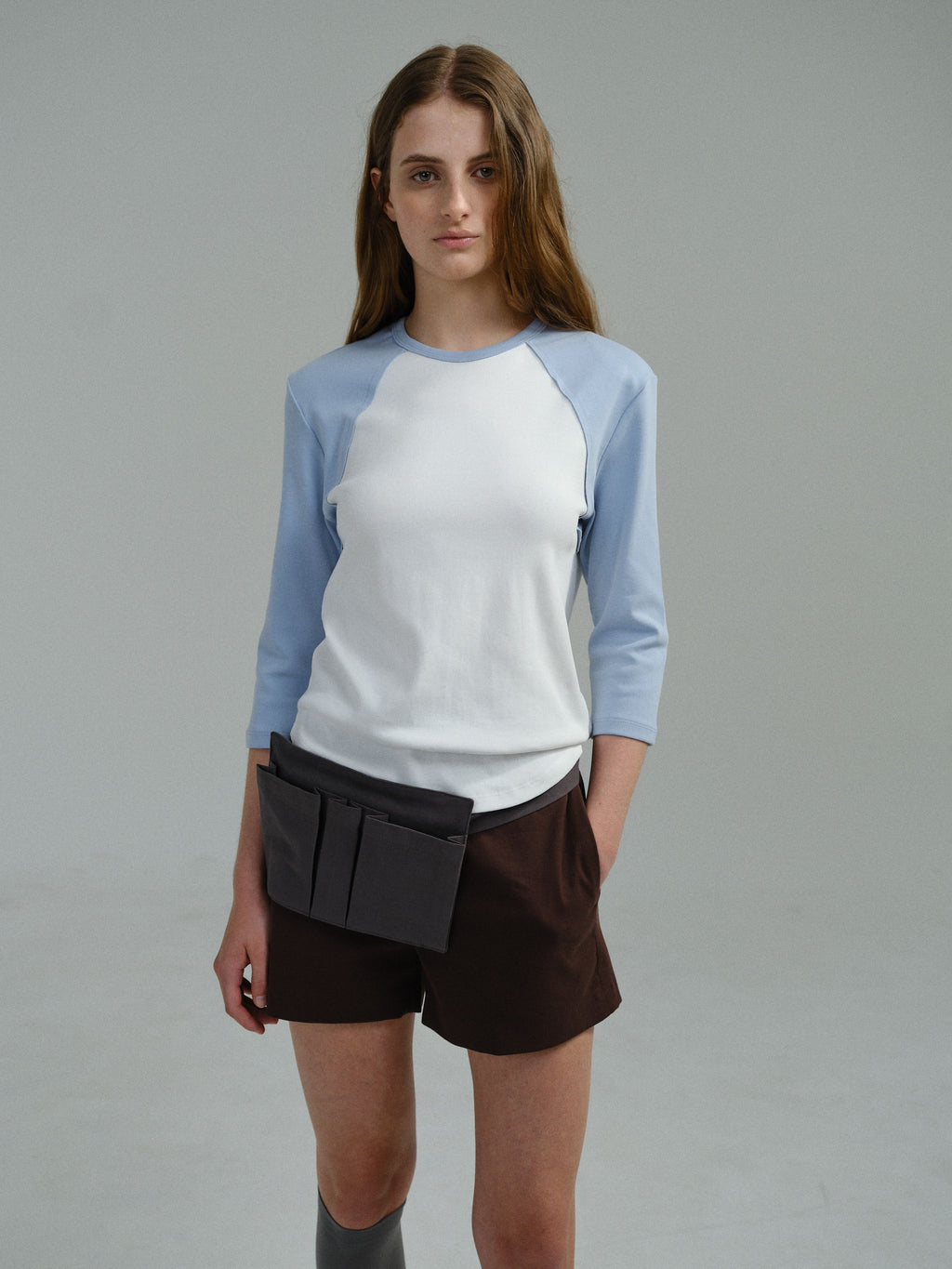 AUBOUR raw raglan t-shirt (sky blue)